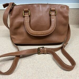 The Sak Santa Barbara Mini Satchel with crossbody purse  strap tan soft leather